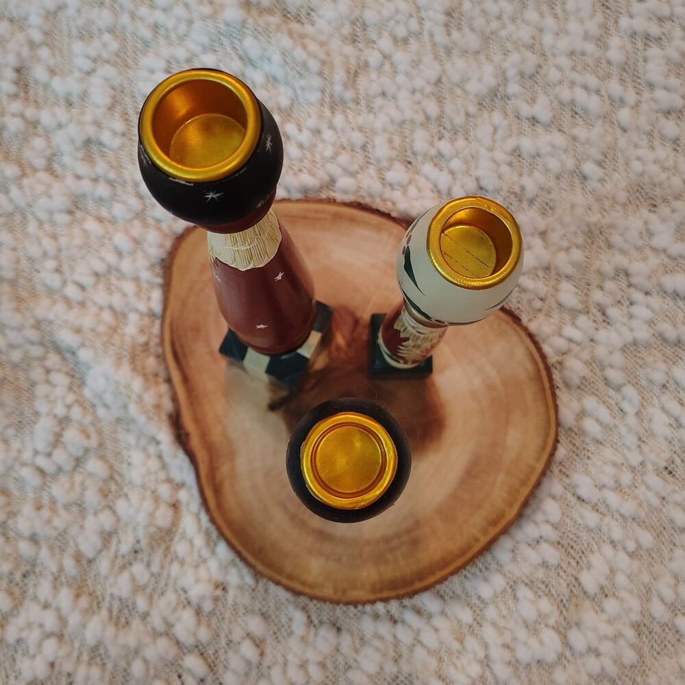 Vintage 3 Santa Candlestick Set 1995 House of Lloyd Christmas Around the World - Picture 8 of 10
